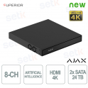 Ajax Superior NVR H2DAI2GAC 8 Canali Nero con Intelligenza Artificiale e Registrazione Video 4K