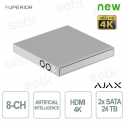 Ajax Superior NVR H2DAI2GAC 8-Channel White with Artificial Intelligence and 4K Video Recording