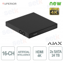 Ajax Superior NVR H2DAI2GAC 16-Channel Black with Artificial Intelligence and 4K Video Recording
