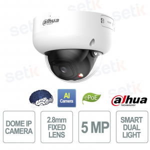 IPC-HDBW5559R-ASE-IL Telecamera IP 5MP WizMind Smart Dual Light AI con Ottica 2.8mm Antivandalo - Dahua