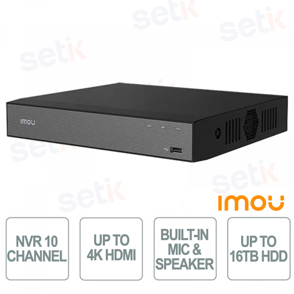 NVR IMOU N110 10 Canali H.265 4K UHD con Audio Bidirezionale, HDMI/VGA e Supporto HDD fino a 16TB