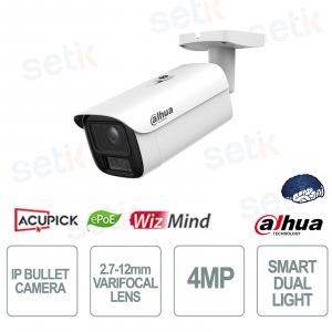 IPC-HFW5459E1-ZE-IL 4MP AI WizMind Bullet Camera with Varifocal Lens and Smart Dual Light - Dahua