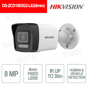 DS-2CD1083G2-LIU 8MP Bullet with 4mm Lens, Smart Hybrid Light and Integrated Audio - Hikvision