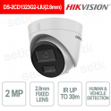 Caméra IP IA 2 MP 2,8 mm DS-2CD1323G2-LIU avec éclairage hybride intelligent et microphone intégré - Hikvision