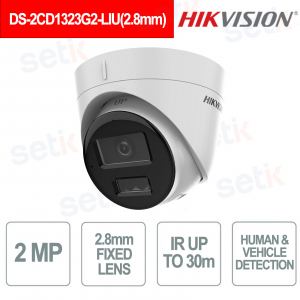 DS-2CD1323G2-LIU 2.8mm Telecamera IP 2MP AI con Smart Hybrid Light e Microfono Integrato - Hikvision