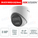 DS-2CD1383G2-LIU 2.8mm Turret IP Camera 8MP AI Smart Hybrid Light IP67 - Hikvision