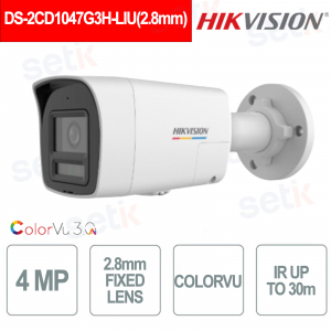 DS-2CD1047G3H-LIU 2.8mm Telecamera IP Bullet 4MP ColorVu 3.0 AI Smart Hybrid Light - Hikvision