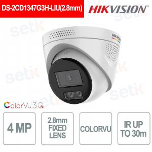 DS-2CD1347G3H-LIU 4MP ColorVu 3.0 IP Camera with 2.8mm Lens, Two-Way Audio, and Smart Light - Hikvision