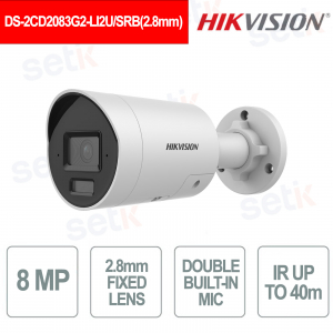 Hikvision 8MP AcuSense 2.8mm Lens IP Bullet Camera with Smart Hybrid Light and Audible Alert