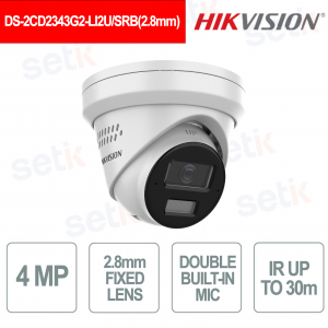 Hikvision 4MP AcuSense 2.8mm IP Turret Camera with Smart Hybrid Light and Active Alarm