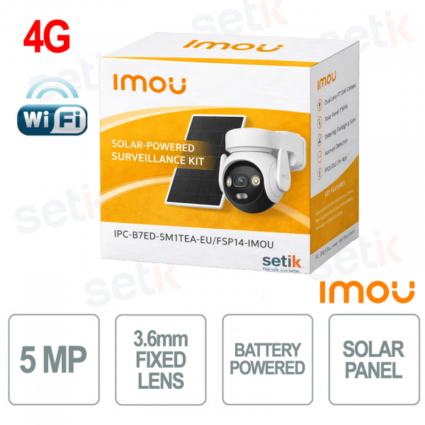 Imou AOV PT Kit - 1x Telecamera AOV PT 5MP Batteria + 1x Pannello Solare FSP14