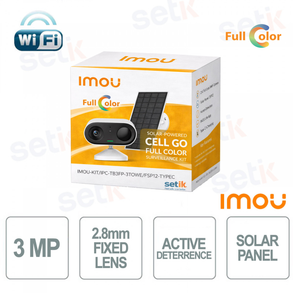Kit Imou - Kit Cell Go 2K a todo color - 1x Cámara con batería Wi-Fi 3MP 2,8 mm Disuasión activa a todo color + 1x Panel solar