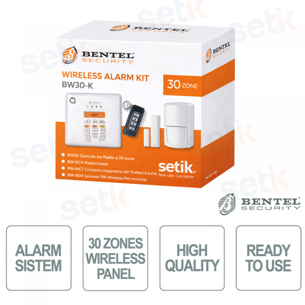 Kit central inalámbrico completo PIR 30 Zone - Sistema antirrobo de seguridad - Bentel