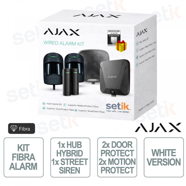 AJAX Kit Fibra di Allarme Professionale Wireless senza fili Ethernet - 2G - Black