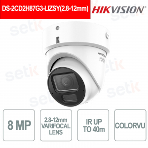 DS-2CD2H87G3-LIZSY 8MP Varifocal 2.8-12mm ColorVu IP67 IK10 Smart Hybrid Light - Hikvision