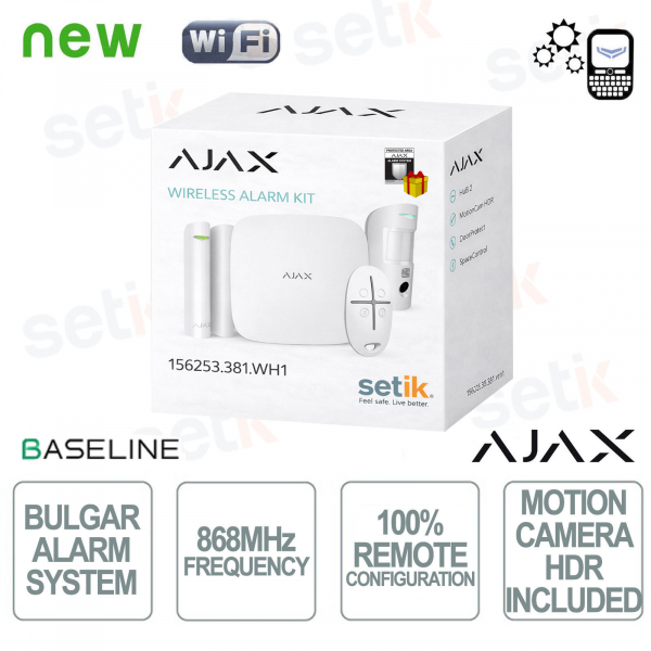 Ajax Starter Kit Cam HDR Wireless senza fili GPRS / Ethernet 2SIM 2G HDR White Version