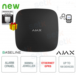 Ajax Hub (2G) Jeweller Noir – Panneau de commande d'alarme intelligent avec connexion au cloud et autonomie de 15 h