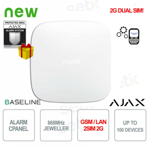 Ajax Hub 2 (2G) Jeweller Bianco – Centrale di Sicurezza Smart Wireless
