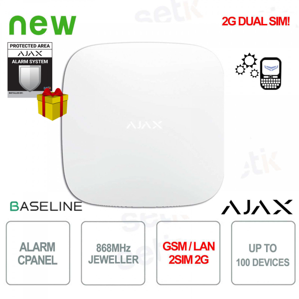 Ajax Hub 2 (2G) Jeweller Bianco – Centrale di Sicurezza Smart Wireless