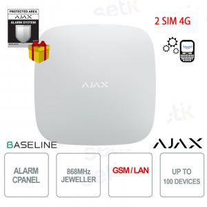 Ajax Hub 2 (4G) Jeweller Bianco – Centrale di Sicurezza Smart 4G