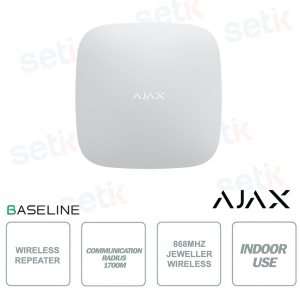 Ajax ReX 2 Jeweller Bianco: Range Extender Avanzato con Foto-Verifica