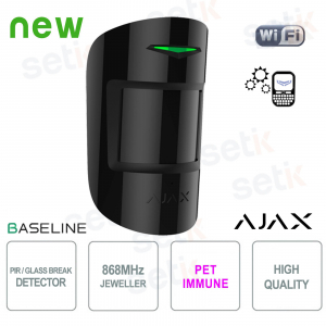 Ajax CombiProtect Jeweller Nero: Sensore Wireless PIR e Rottura Vetri ad Alta Sicurezza