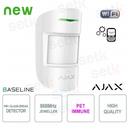 Ajax CombiProtect Jeweller Bianco: Sensore Wireless PIR e Rottura Vetri ad Alta Sicurezza