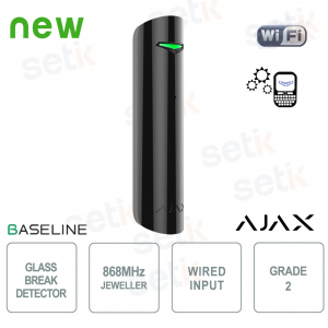 Ajax GlassProtect Jeweler Black: High-Precision Wireless Glass Breakage Sensor