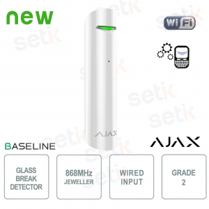 Ajax GlassProtect Jeweller Bianco: Sensore Rottura Vetri Wireless ad Alta Precisione