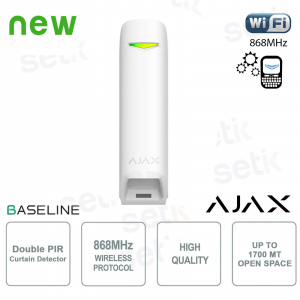 Ajax MotionProtect Curtain Jeweller Bianco: Sensore a Tenda IR 15 m ad Alta Precisione