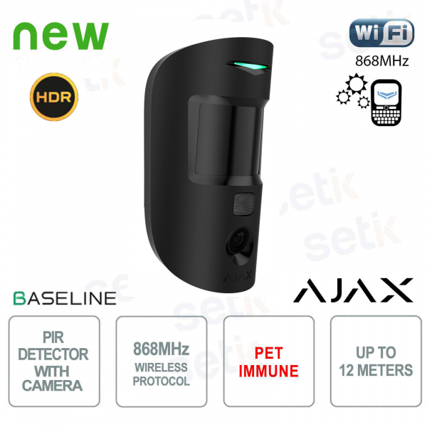 Ajax MotionCam HDR Jeweller Nero – Rilevatore di movimento IR wireless con foto-verifica HDR
