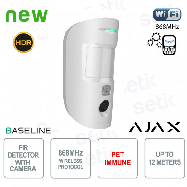 Ajax MotionCam HDR Jeweller Bianco – Rilevatore di movimento IR wireless con foto-verifica HDR