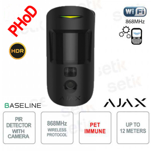 Ajax MotionCam HDR (PhOD) Jeweller Black – Wireless IR motion detector with PIR sensor and HDR photo verification