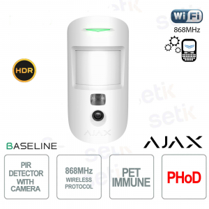 Ajax MotionCam HDR (PhOD) Jeweller White – Wireless IR motion detector with PIR sensor and HDR photo verification