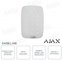 Clavier tactile sans fil Ajax KeyPad Plus Jeweler White : clavier avec authentification sans contact et sécurité avancée