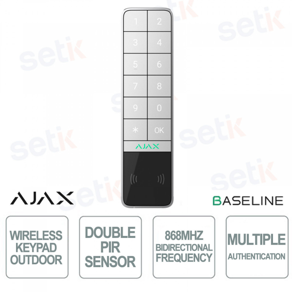 Ajax KeyPad Outdoor Bianca: Tastiera Wireless - Controllo Sicuro e Intelligente