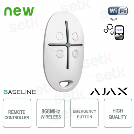 Télécommande de sécurité sans fil Ajax SpaceControl Jeweller blanche à 4 boutons