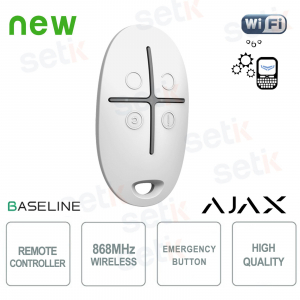 Télécommande de sécurité sans fil Ajax SpaceControl Jeweller blanche à 4 boutons