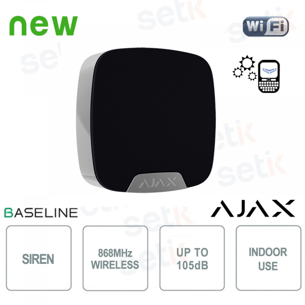 Ajax HomeSiren Jeweller Nera: Sirena Wireless da Interno Potente e Affidabile per Sistemi di Sicurezza Avanzati