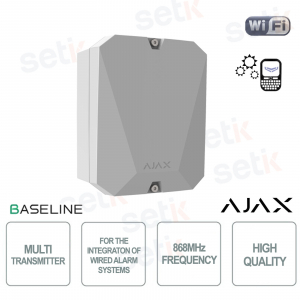 Module blanc Ajax MultiTransmitter Jeweller pour capteurs câblés tiers