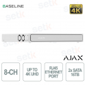 NVR H2DAC 8 Canali Bianco 4K HDMI con AI, H.265, 2 HDD fino 16TB, ONVIF e 160 Mbps per Videosorveglianza Professionale - Ajax