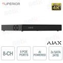 Enregistreur vidéo réseau (NVR) Ajax H2DAC 8 canaux noir avec intelligence artificielle intégrée et prise en charge 4K - Ajax