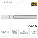 Enregistreur vidéo réseau (NVR) Ajax H2DAC 8 canaux noir avec intelligence artificielle intégrée et prise en charge 4K - Ajax