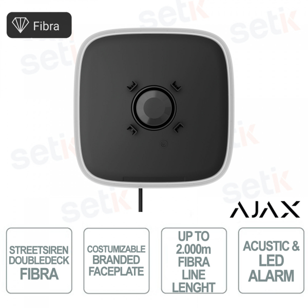 Ajax Superior StreetSiren DoubleDeck Fibra Nero Sirena 113 dB IP54 con Brandplate e Comunicazione Fibra 2000 m