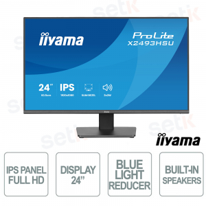 iiyama ProLite X2497HSU-B1 24" IPS Full HD 120Hz monitor, 4-port USB Hub, Flicker Free, Low Blue Light, HDMI, DisplayPort