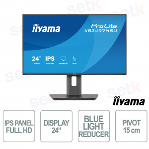 iiyama ProLite XB2497HSU-B1 24" IPS Full HD 120Hz monitor, Pivot, USB Hub, HDMI, DisplayPort, Flicker Free