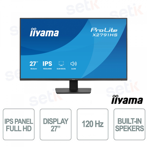 Monitor iiyama ProLite X2791HS-B1 27" IPS Full HD 120Hz, Adaptive Sync, Flicker Free, HDMI, DisplayPort, altoparlanti integrati