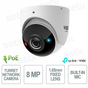 Telecamera IP 4K 8MP VIGI InSight S485PI con ottica 1.65mm 180°, IR 20m, AI persone/veicoli, WDR 120dB, IP67 IK10 PoE