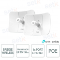 Omada Beam Bridge 5 UR KIT Wireless Bridge 5GHz 867Mbps, PtP fino 15 km, Antenne 23 dBi, PoE Gigabit, IP65 Outdoor