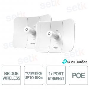 Omada Beam Bridge 5 UR KIT Wireless Bridge 5GHz 867Mbps, PtP fino 15 km, Antenne 23 dBi, PoE Gigabit, IP65 Outdoor